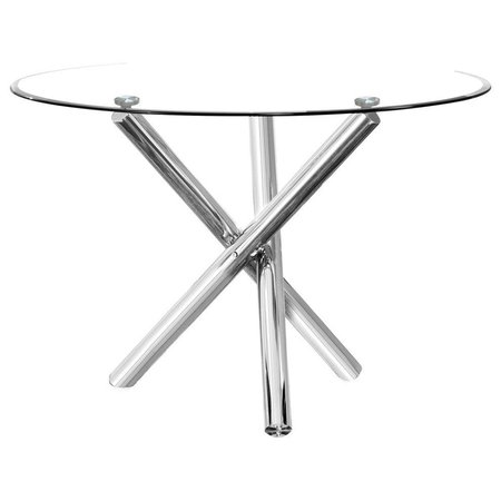 KD GABINETES 43 in. Beverly Round Glass Dining Table, Chrome KD2533025